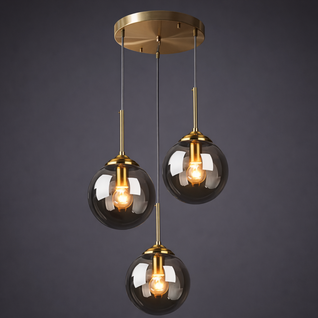 Lustre Suspension en Verre et Métal