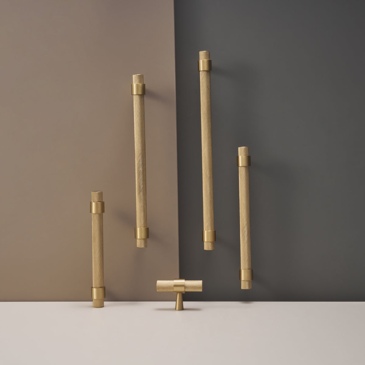 Knurled Brass T-Bar Cabinet Handle
