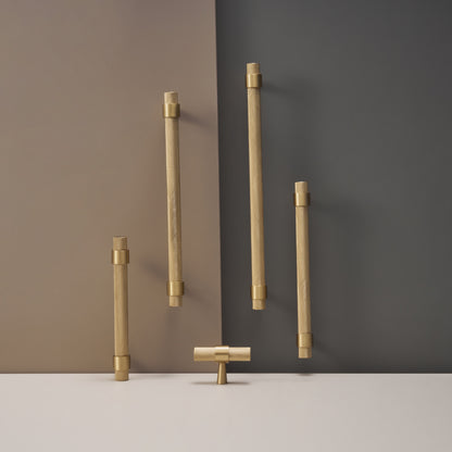 Knurled Brass T-Bar Cabinet Handle