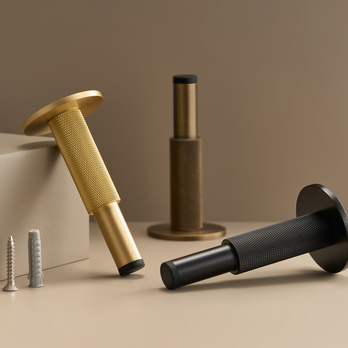 Knurled Brass Door Stopper