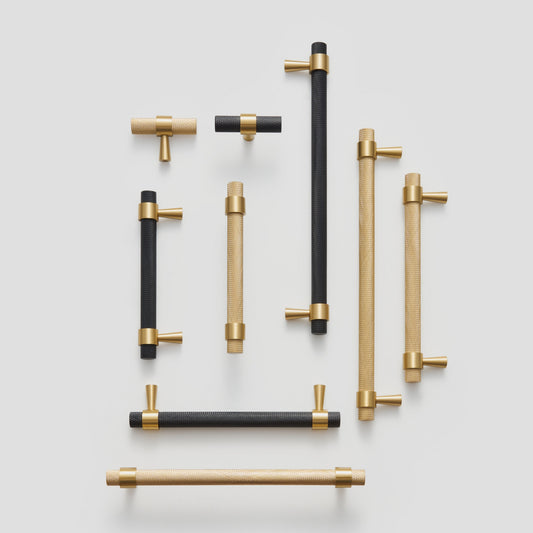 Knurled Brass T-Bar Cabinet Handle