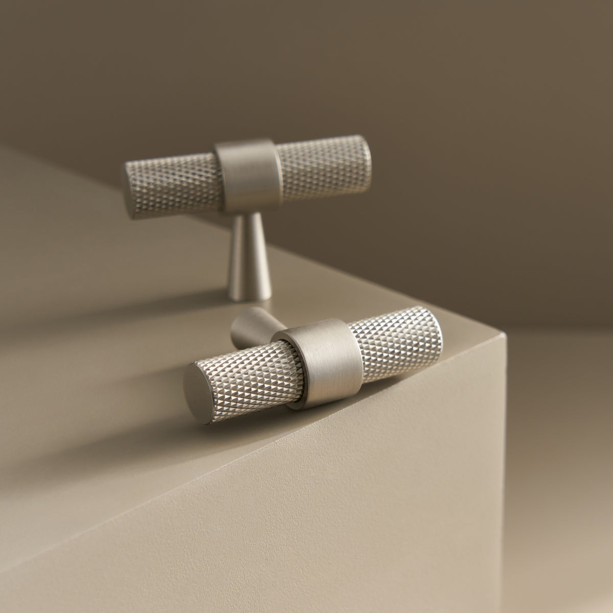 Solid Brass T-Bar Handle Silver