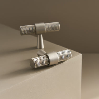 Solid Brass T-Bar Handle Silver