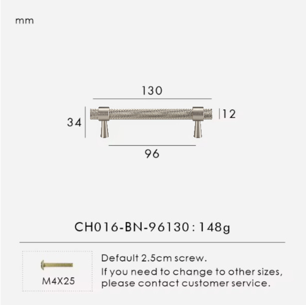 Solid Brass T-Bar Handle Silver