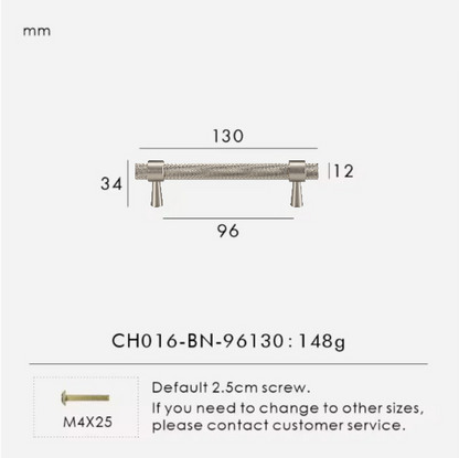 Solid Brass T-Bar Handle Silver