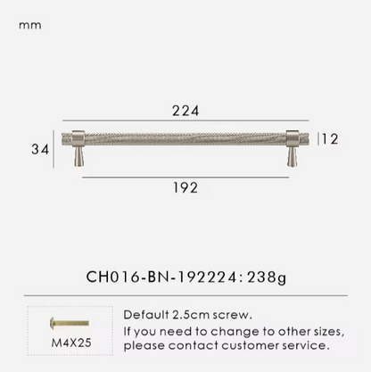 Solid Brass T-Bar Handle Silver