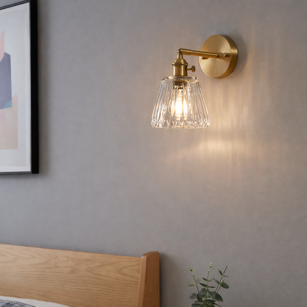 Ribbed Glass Wall Light