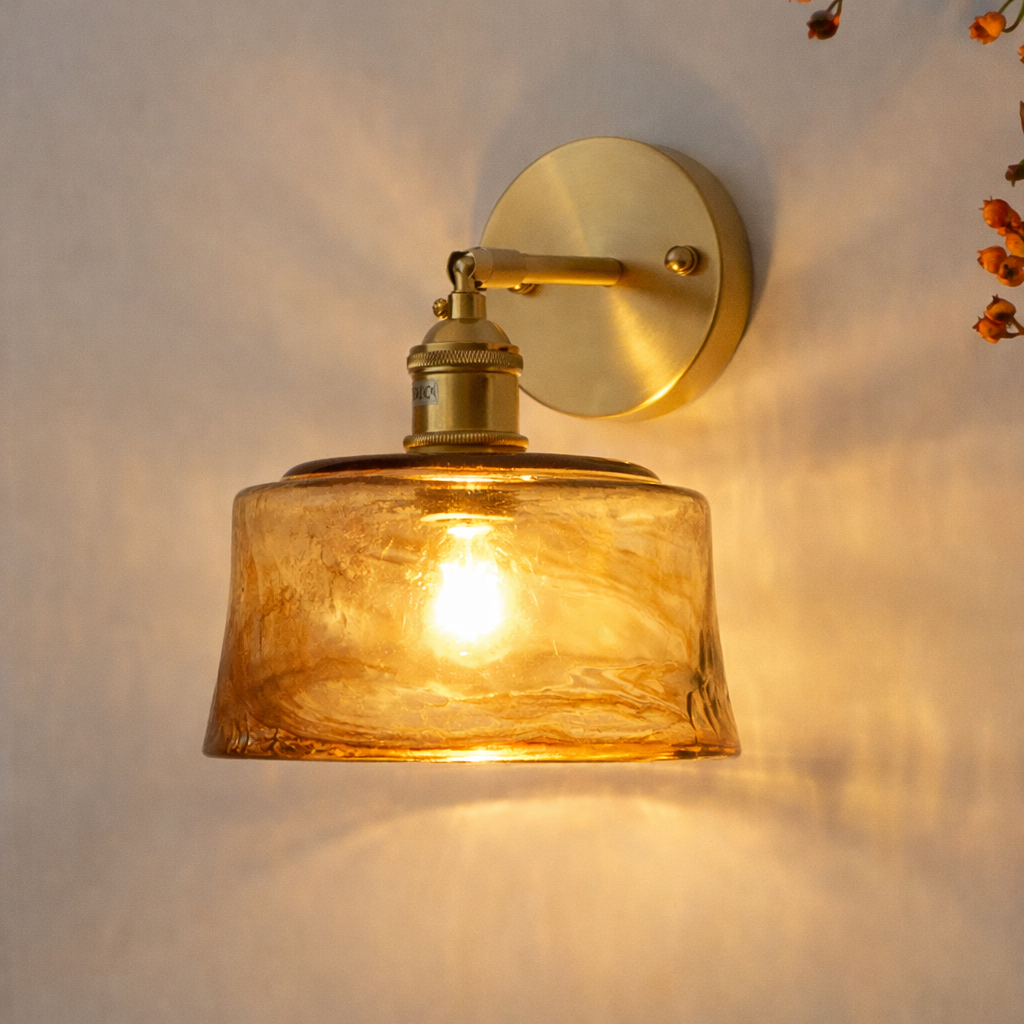 Amber Glass Wall Light