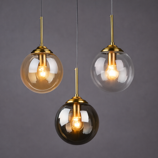 Lustre Suspension en Verre et Métal